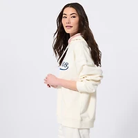 Sweat à capuche Terez blanc pour femme, motif New York Yankees, coutures en spirale, style baseball.