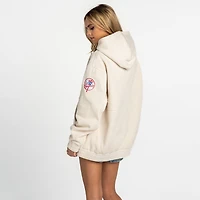 Sweat à capuche oversize en velours côtelé mélangé crème New York Yankees pour femme de The Wild Collective