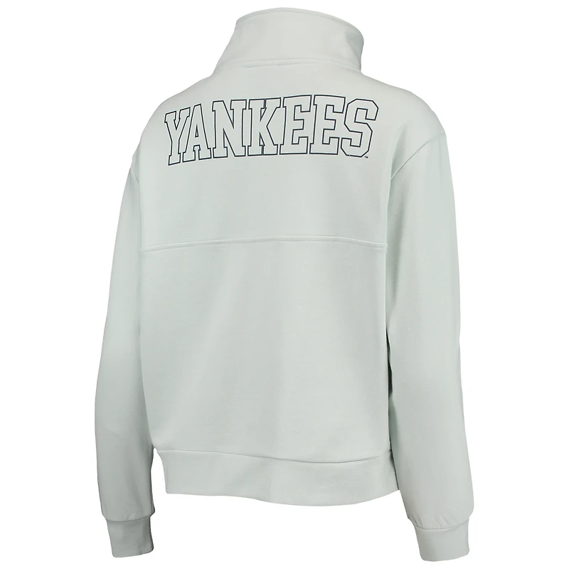 Women's The Wild Collective Light Blue New York Yankees Two-Hit Quarter-Zip Pullover Top