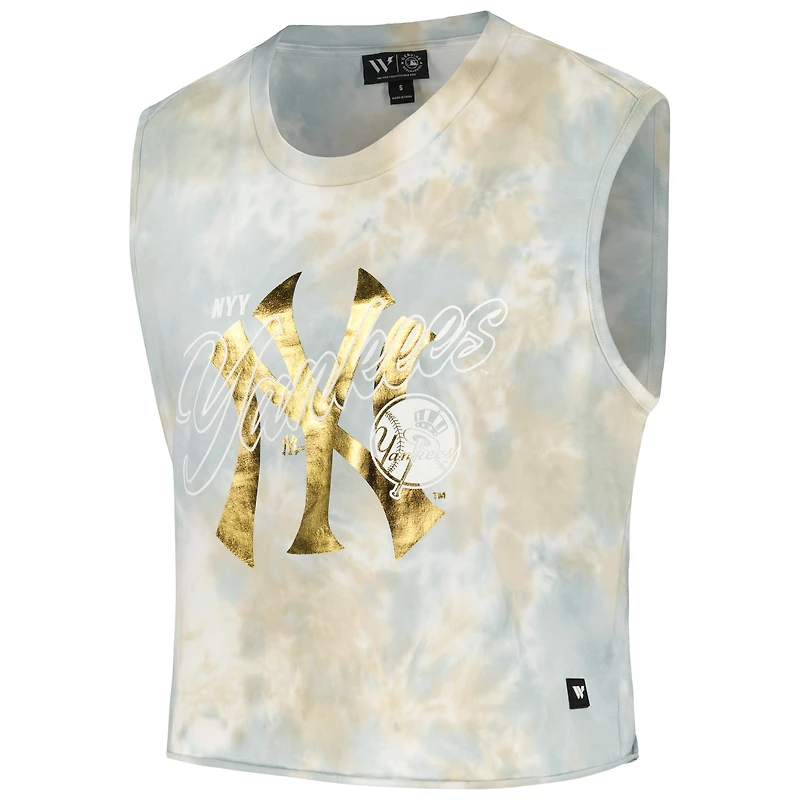 Women's The Wild Collective White New York Yankees Washed Muscle Tank Top