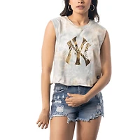 Women's The Wild Collective White New York Yankees Washed Muscle Tank Top