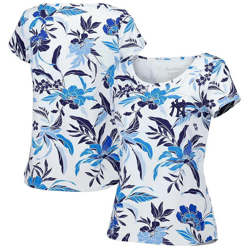 T-shirt Tommy Bahama blanc pour femme New York Yankees Aubrey Romantic Blooms IslandZone