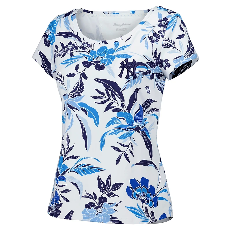 T-shirt Tommy Bahama blanc pour femme New York Yankees Aubrey Romantic Blooms IslandZone