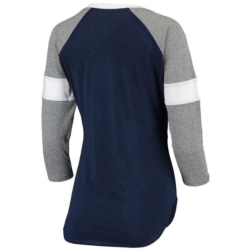 Women's Touch Navy/Gray New York Yankees Fan for Life Raglan V-Neck 3/4-Sleeve T-Shirt