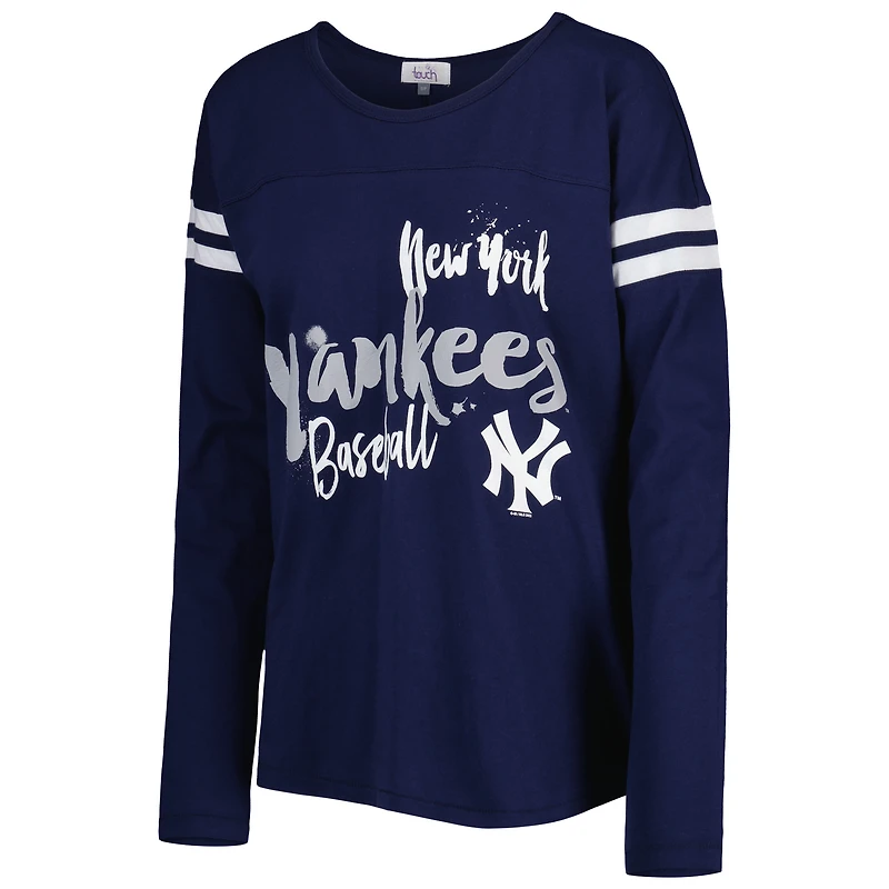Women's Touch Navy New York Yankees Free Agent Long Sleeve T-Shirt