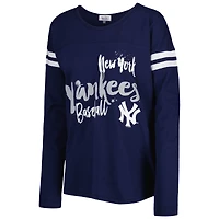 Women's Touch Navy New York Yankees Free Agent Long Sleeve T-Shirt
