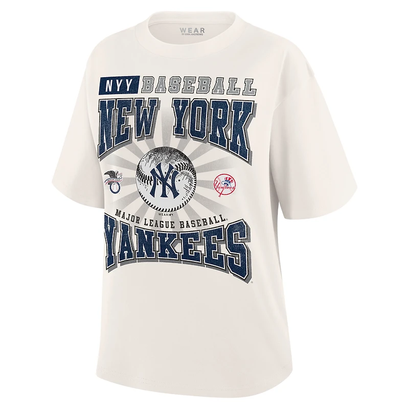 T-shirt boyfriend crème New York Yankees de la marque WEAR by Erin Andrews pour femme