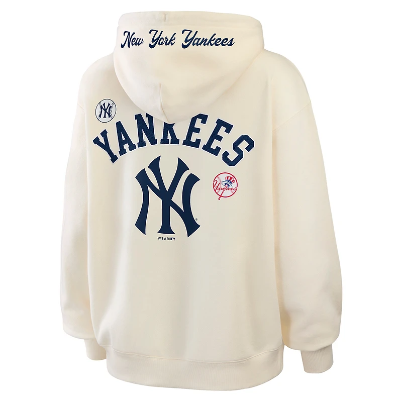 Women's WEAR by Erin Andrews Cream New York Yankees Full-Zip Hoodie