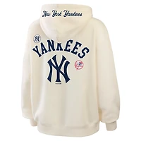 Women's WEAR by Erin Andrews Cream New York Yankees Full-Zip Hoodie