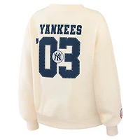 Women's WEAR by Erin Andrews Cream New York Yankees Heavyweight Crew Neck Sweatshirt