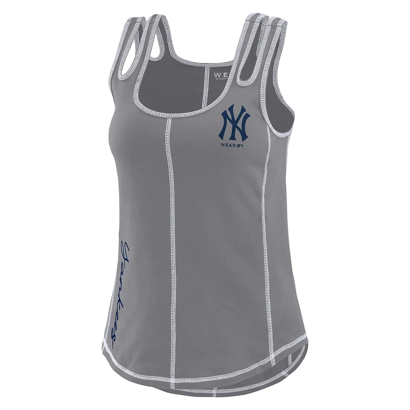 Women's WEAR by Erin Andrews Gray New York Yankees Contrast Stitch Tank Top
