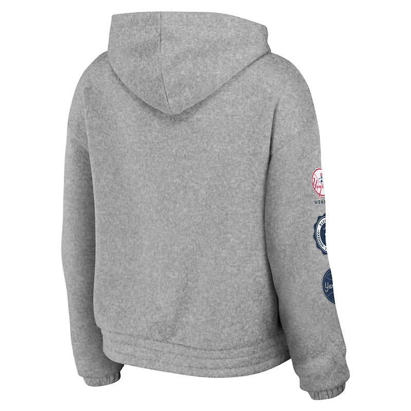 Sweat à capuche entièrement zippé WEAR by Erin Andrews pour femmes, gris, New York Yankees