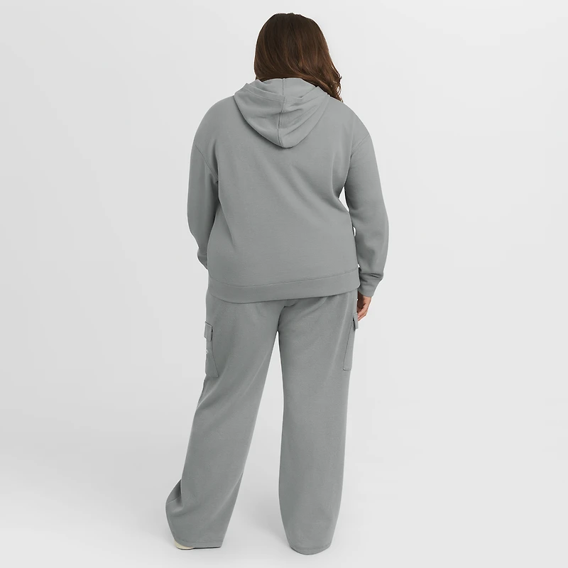 Women's WEAR by Erin Andrews Gray New York Yankees Plus Waffle-Knit Long-Sleeve Hoodie & Lounge Pant Set