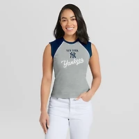 Women's WEAR by Erin Andrews  Heather Gray New York Yankees Cropped Raglan Tank Top