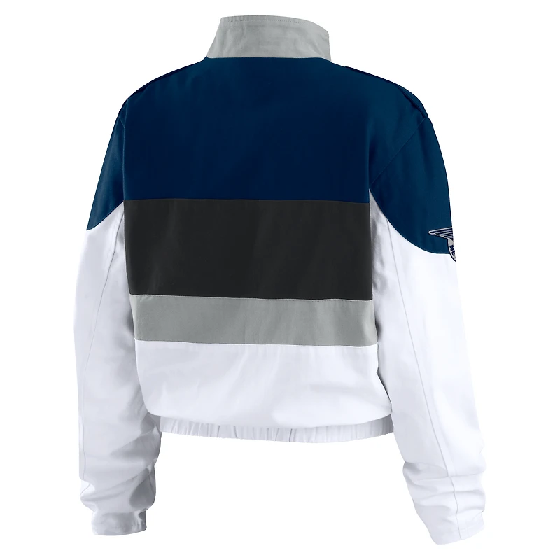 Women's WEAR by Erin Andrews  Navy/White New York Yankees Racing Full-Zip Jacket