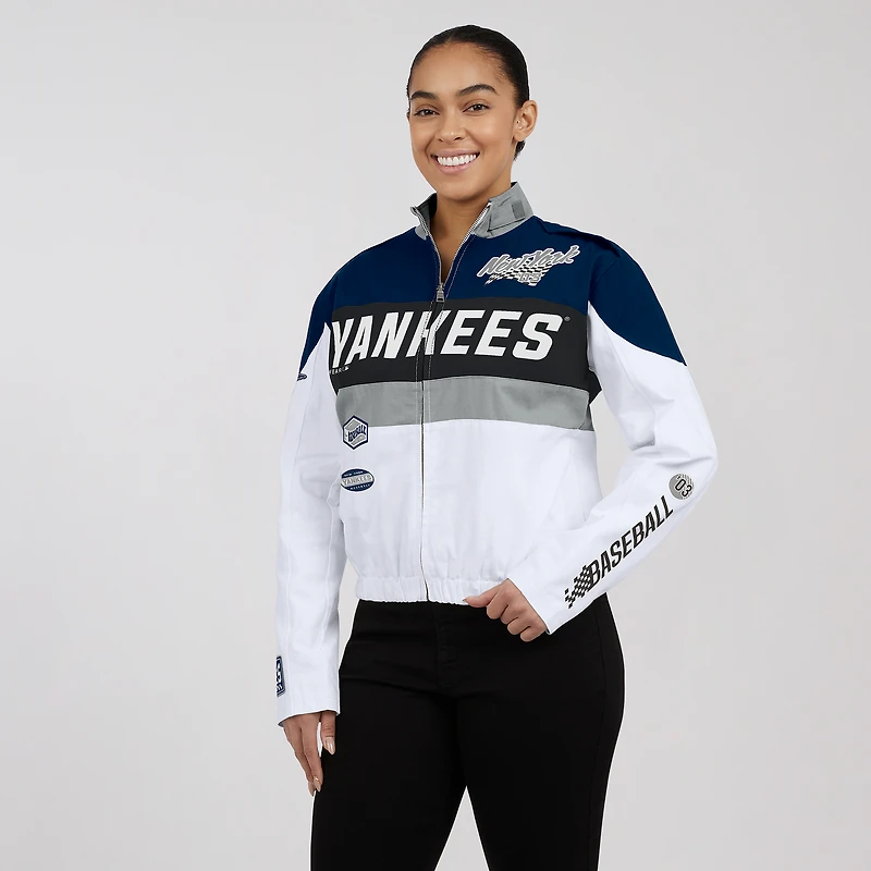 Women's WEAR by Erin Andrews  Navy/White New York Yankees Racing Full-Zip Jacket