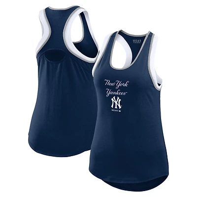 Women's WEAR by Erin Andrews Navy New York Yankees Colorblock Racerback Tank Top