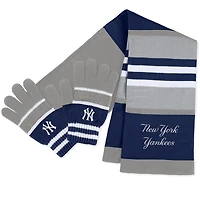 WEAR by Erin Andrews Ensemble gants et écharpe à rayures des Yankees de New York pour femmes
