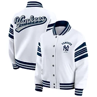 Veste sweat-shirt en polaire blanche à boutons-pression des Yankees de New York pour femme WEAR by Erin Andrews