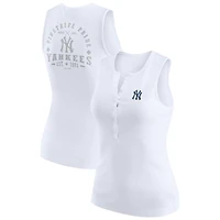 Women's WEAR by Erin Andrews White New York Yankees Rib-Knit Henley Tank Top