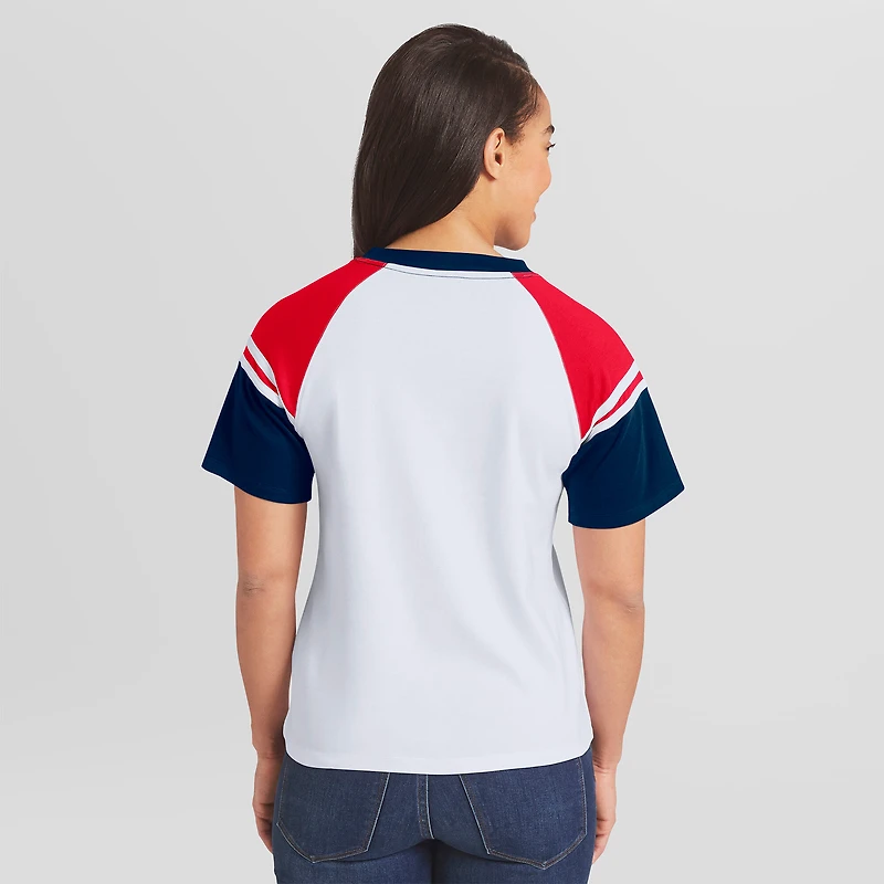 Women's WEAR by Erin Andrews White New York Yankees Striped Raglan T-Shirt