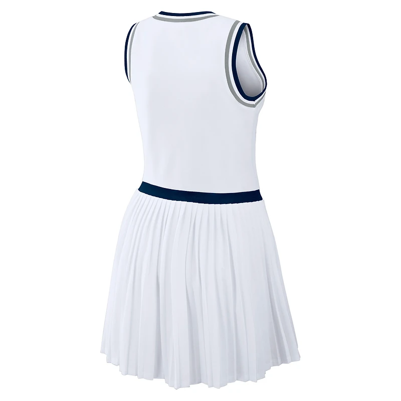 Women's WEAR by Erin Andrews White New York Yankees Zip-Front Pleated Tri-Blend Scoop Neck Tank Dress
