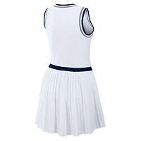 Women's WEAR by Erin Andrews White New York Yankees Zip-Front Pleated Tri-Blend Scoop Neck Tank Dress