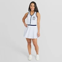 Women's WEAR by Erin Andrews White New York Yankees Zip-Front Pleated Tri-Blend Scoop Neck Tank Dress