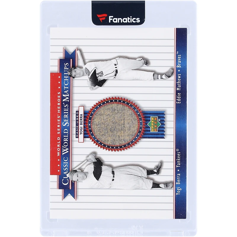 Carte relique Yogi Berra & Eddie Mathews 2002 Upper Deck Classic World Series Match-ups #MU58