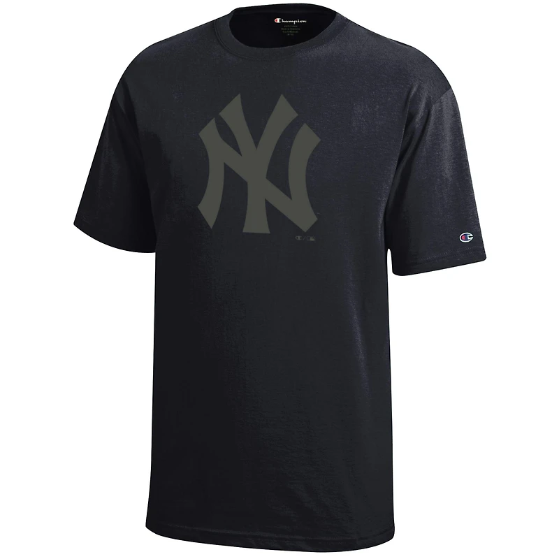 Youth Champion Black New York Yankees Tonal Logo T-Shirt