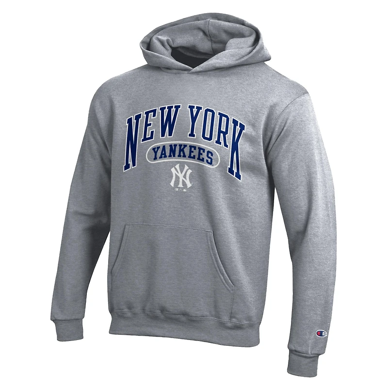 Youth Champion  Gray New York Yankees Powerblend Fleece Hoodie