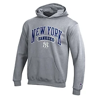 Youth Champion  Gray New York Yankees Powerblend Fleece Hoodie