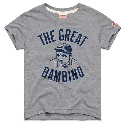 T-shirt gris hommage à Babe Ruth, collection Cooperstown des Yankees de New York, en mélange trois matières, pour jeunes.