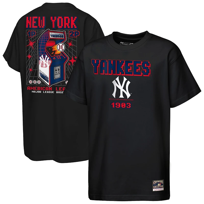 T-shirt rétro arcade Mitchell & Ness noir pour enfant, New York Yankees