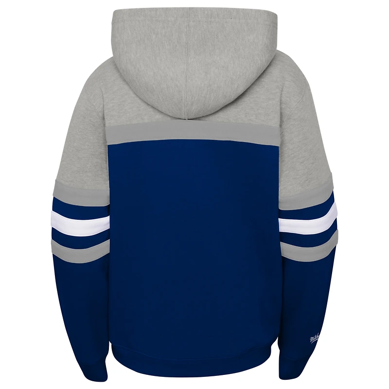 Youth Mitchell & Ness Heather Gray/Navy New York Yankees Cooperstown Collection Head Coach Pullover Hoodie