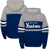 Sweat à capuche Mitchell & Ness pour enfant, gris chiné/marine, collection Cooperstown des Yankees de New York, entraîneur-chef