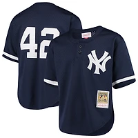 Jeunes Mitchell & Ness Mariano Rivera Navy New York Yankees Cooperstown Collection Maillot d'entraînement au bâton en maille