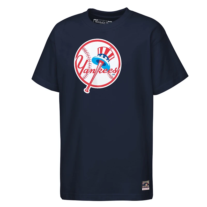 T-shirt Mitchell & Ness bleu marine pour enfant, New York Yankees, Cooperstown Concession