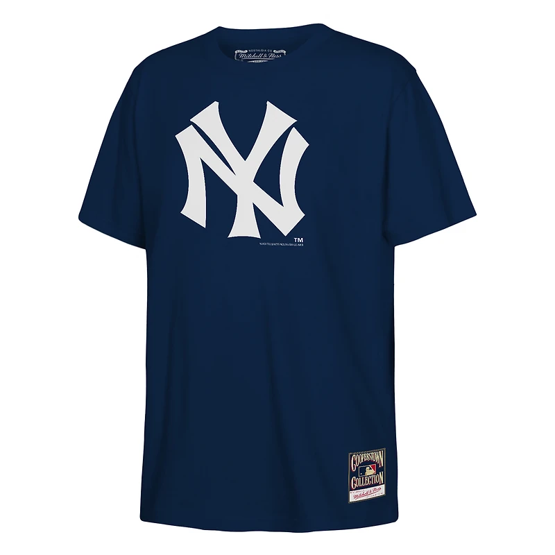 T-shirt Mitchell & Ness bleu marine pour enfant, logo rétro des Yankees de New York