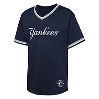 T-shirt à col en V bleu marine pour jeunes lanceurs de relève des Yankees New York