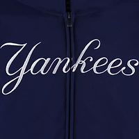 Youth Navy New York Yankees Wordmark Full-Zip Fleece Hoodie