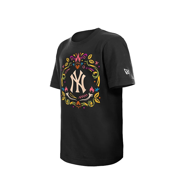 Youth New Era Black York Yankees Día de los Muertos T-Shirt