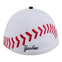 Youth New Era  White/Navy New York Yankees Baseball 39THIRTY M-Crown Flex Hat