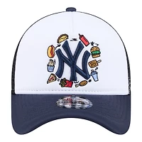 Youth New Era White/Navy New York Yankees Food A-Frame 9FORTY Trucker Adjustable Hat