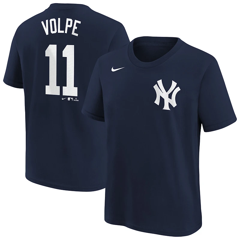 T-shirt Nike Anthony Volpe bleu marine avec nom et numéro de joueur des Yankees New York