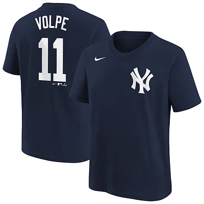 T-shirt Nike Anthony Volpe bleu marine avec nom et numéro de joueur des Yankees New York
