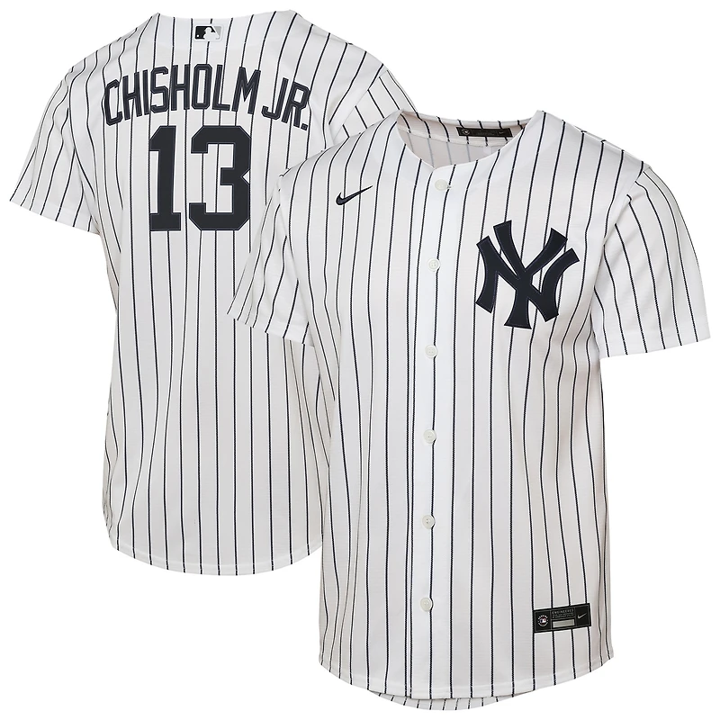 Maillot réplique domicile Nike Jazz Chisholm Jr. blanc des Yankees de New York pour jeunes