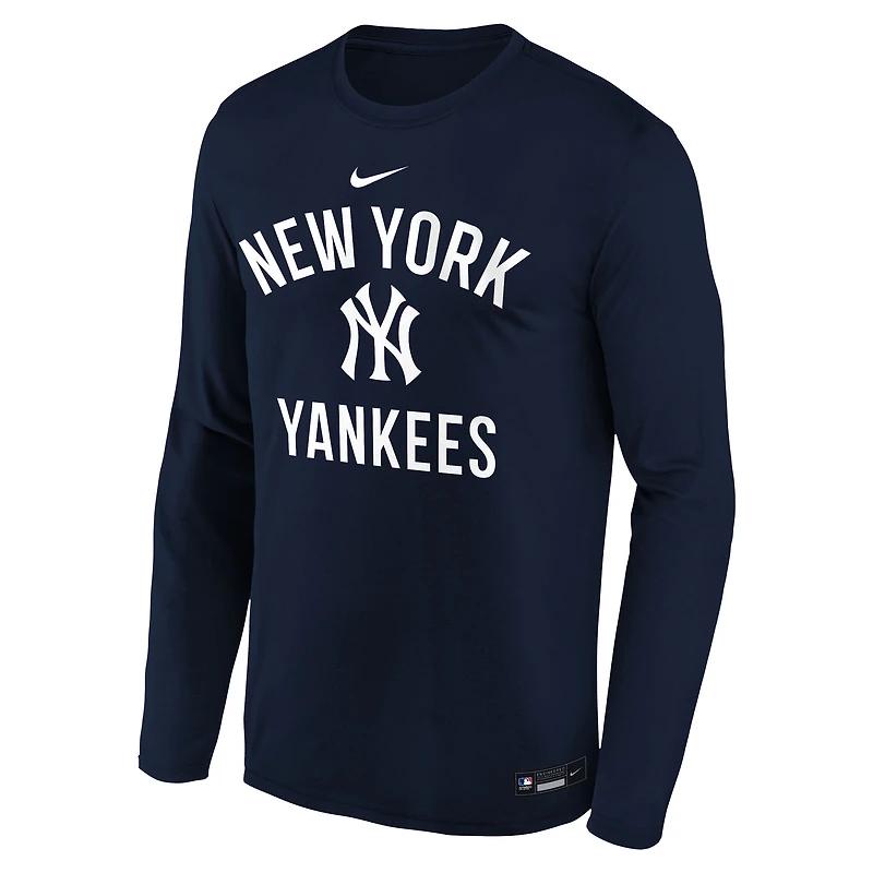 T-shirt à manches longues Nike Navy New York Yankees Authentic Collection Legend Performance pour jeune