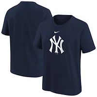 T-shirt Nike bleu marine pour jeunes, logo des Yankees de New York, grand format