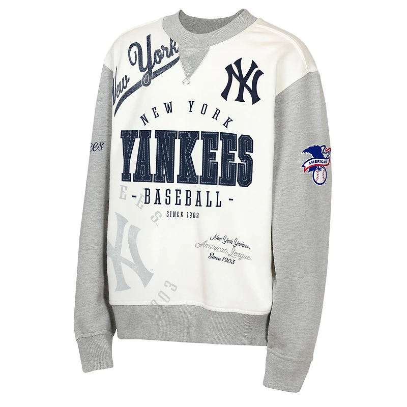 Sweat-shirt polaire Youth Outerstuff crème/gris New York Yankees Big League Power Hit